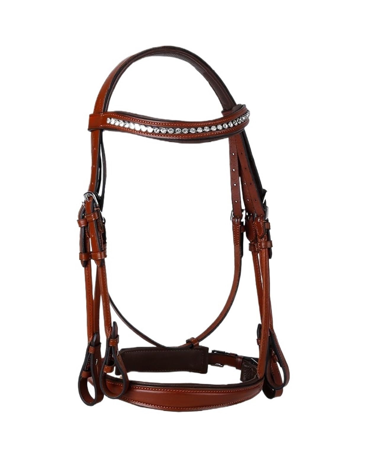 Brida y riendas for Caballos, competición de Doma, Brida for Caballos con riendas de Cuero para Caballos(Brown M)