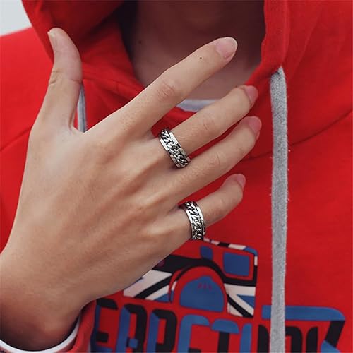 Miniatura 5 de Udolfly Anillos giratorios para la ansiedad para hombre, anillos clásicos de cadena para mujeres, adolescentes, niños, anillo de acero de titanio