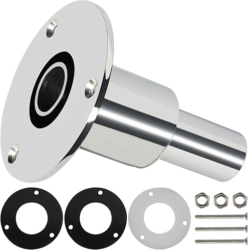 WAYSKA Acero inoxidable 316 recto a través del casco de la piel de escape, montaje de tubo de 0.945 in Hardware del zócalo del tubo para los