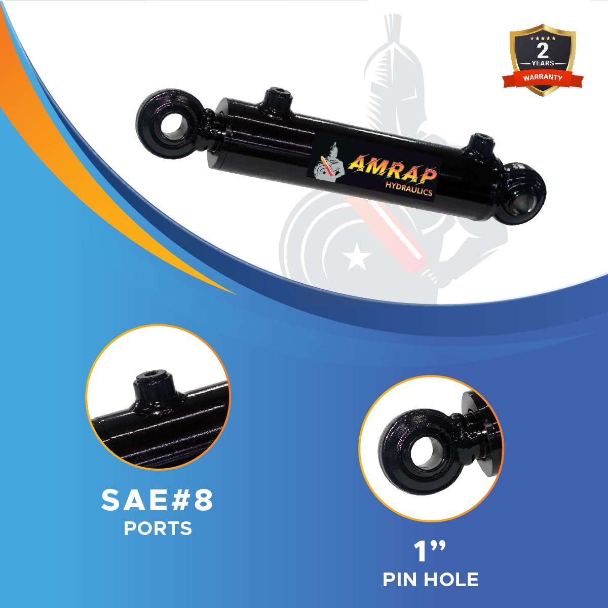 2.5x14 Hydraulic Cylinder - 2.5" Bore x 14" Stroke Hydraulic Cylinder | Swivel Eye Mount | 3000 PSI - (2.5x14) - SAE#8