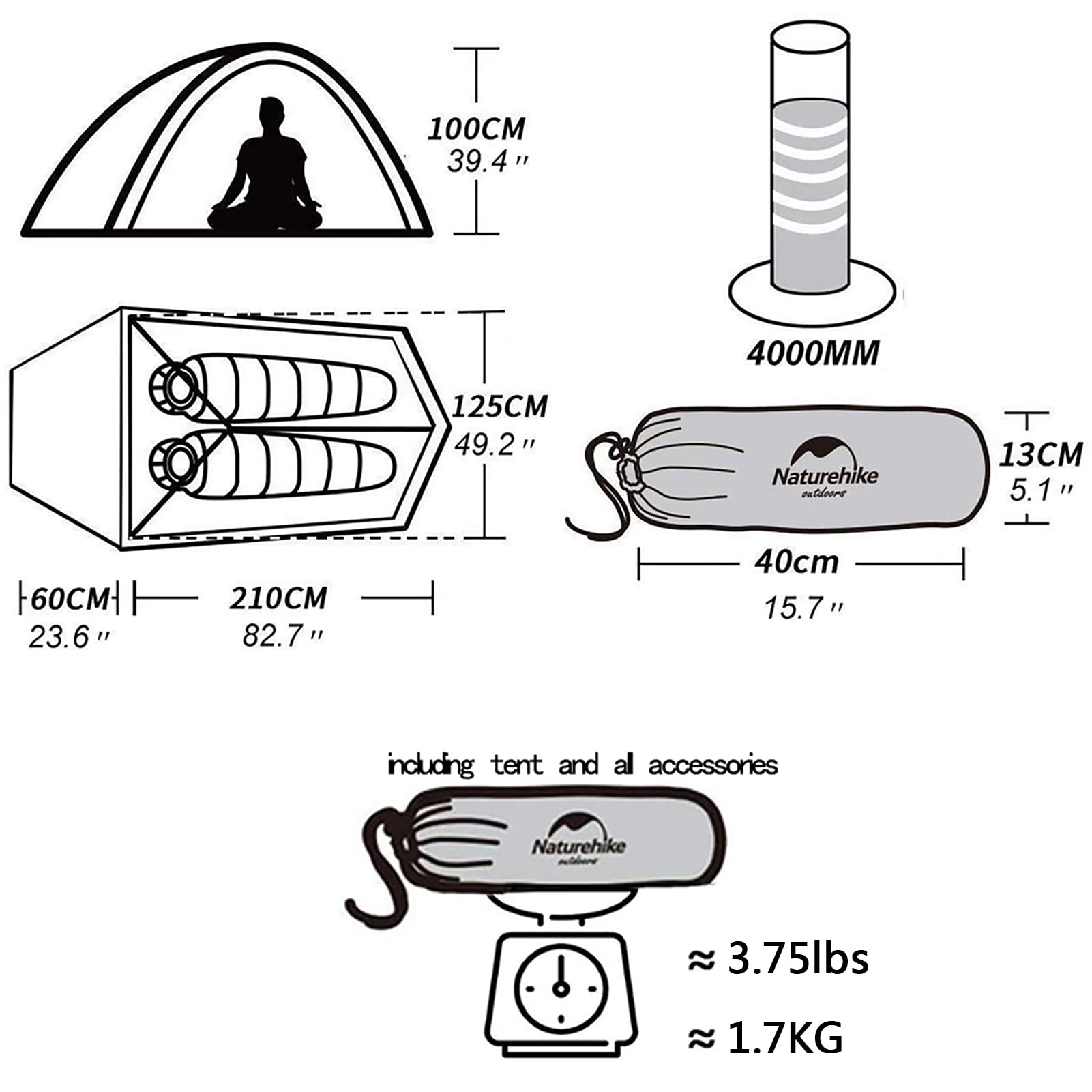 Amazon | Naturehike キャンピング プロフェッショナルテント2人用自立