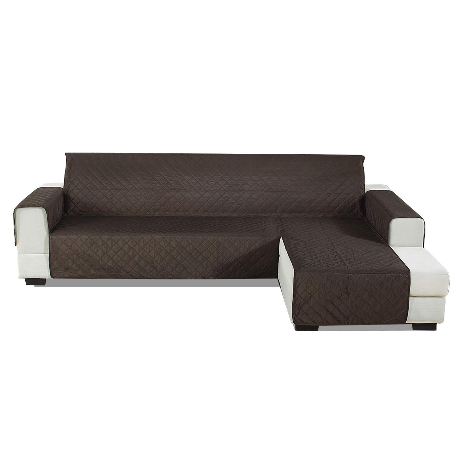 PETCUTE Impermeable Fundas para Sofa Chaise Longue 3 Plazas,Fundas Sofas Universal,Cubre Sofa Chaise Longue Anti Gatos y Perro Derecha 240X270cm