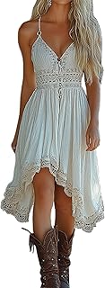 Women's Sexy Sleeveless Spaghetti Strap Western Cowgirl Dress Trendy Casual Midi Sundresses Summer Dress