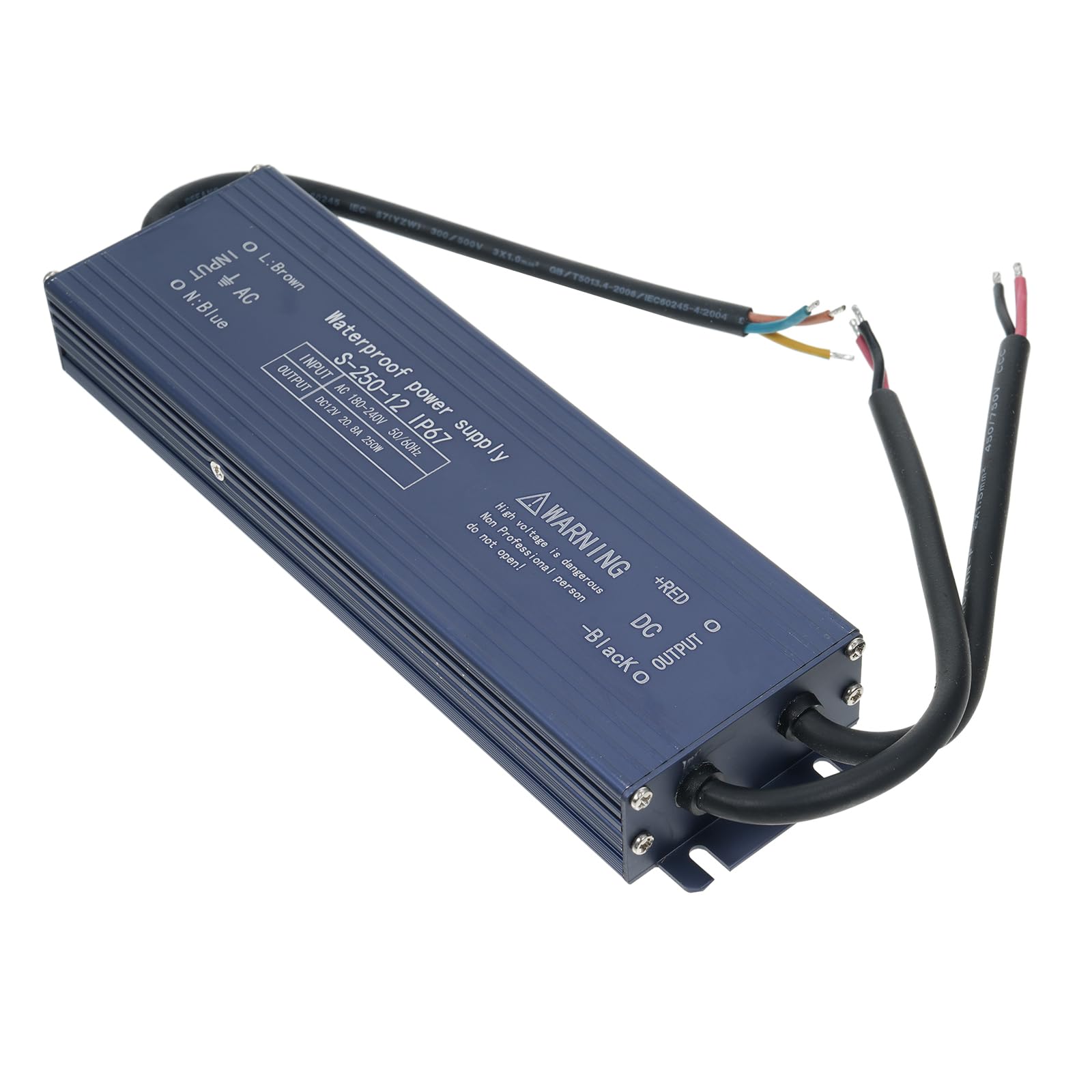 Fafeicy Driver LED IP67, Trasformatore di Tensione di Alimentazione Switching da 400 W, Adattatore di Alimentazione Impermeabile per Striscia Luminosa a LED per Insegne Luminose (250W)