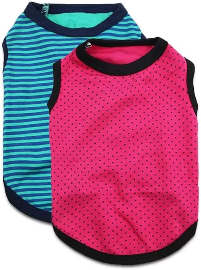 DroolingDog Breathable Small Dog T Shirt Dog Striped T-Shirt Puppy Shirts for Small Dogs