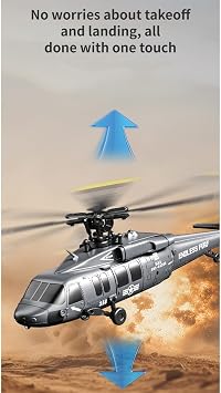 UH-60 Blackk Hawkk Remote Control Helicopter, 2.4G 5CH Flybarless RC Helicopter Aircraft with Barometric Altitude Hold/Optical Flow Positioning/One-Key InvertGift, Gift -RTF