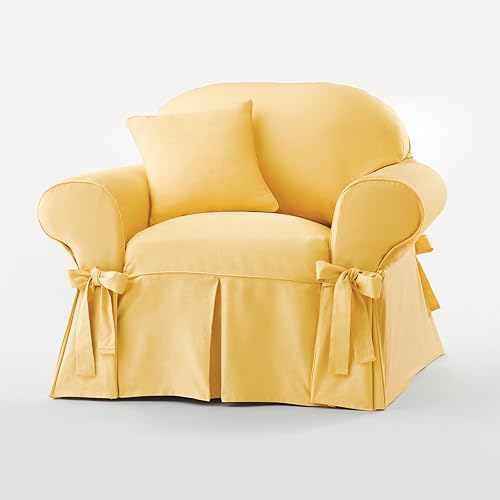 Miniatura 3 de Montgomery Ward Fundas sólidas de granja - Funda para muebles, 100% algodón, decoración de sala de estar, sofá, vara dorada, hasta 84" w