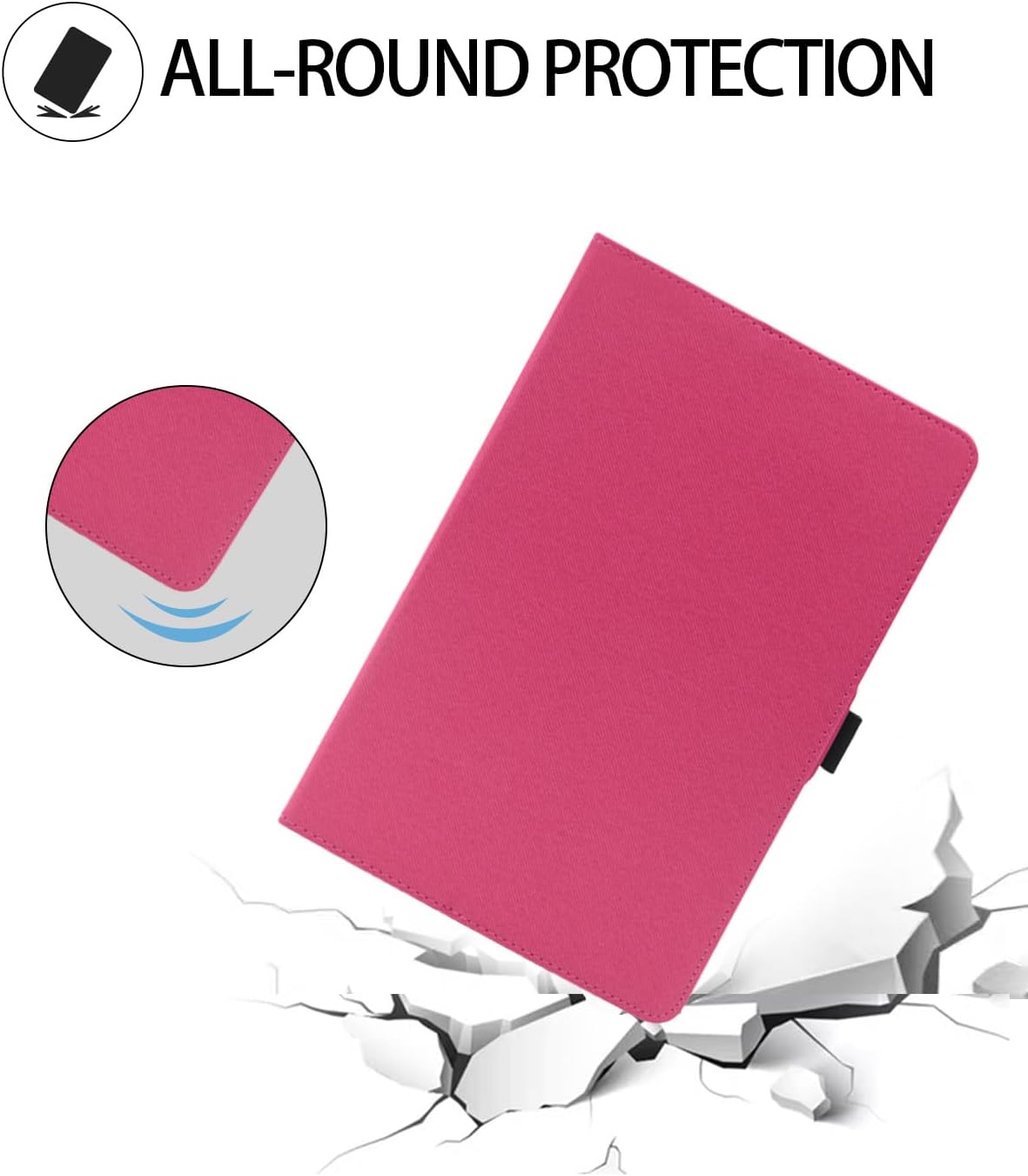 Case for Lenovo Idea Tab Plus 12.1 Inch Tablet，WUNIAK Premium Leather Business Folio Stand Cover for Lenovo Idea Tab Plus Tablet with Hand Strap,Rose red image 2