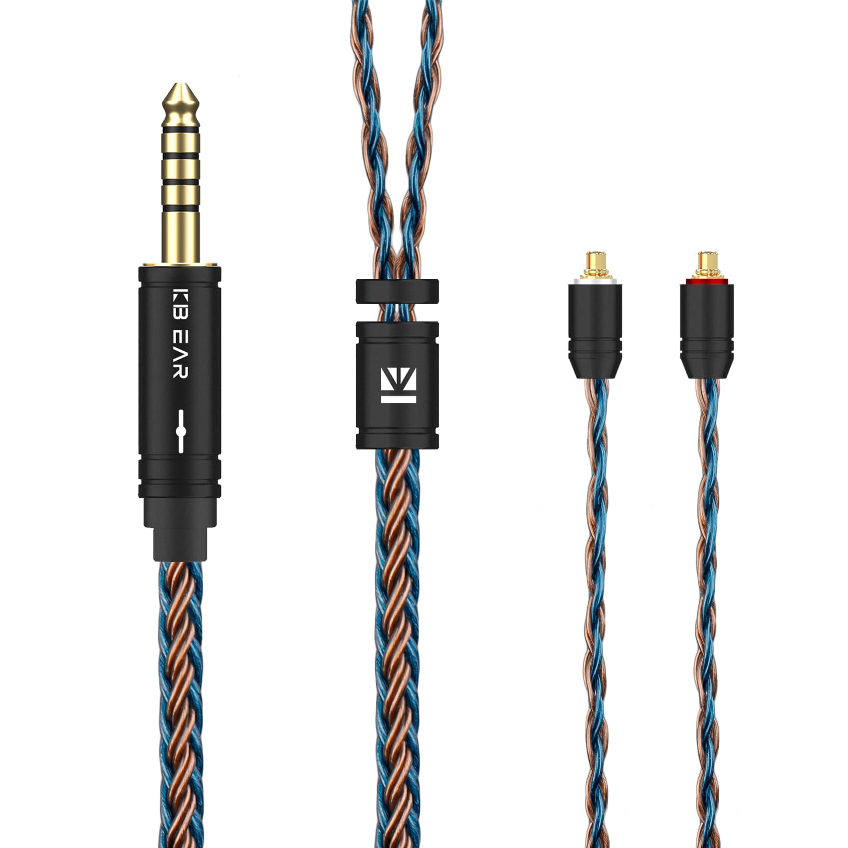 EZ EAR KBEAR ST16 MMCX-Upgrade-Kabel, 16 Kerne, 5N-Pin vergoldet, für Shure SE535, SE315, SE215, SE425, SE846, UE900 (4,4 mm MMCX, Braun und Blau)