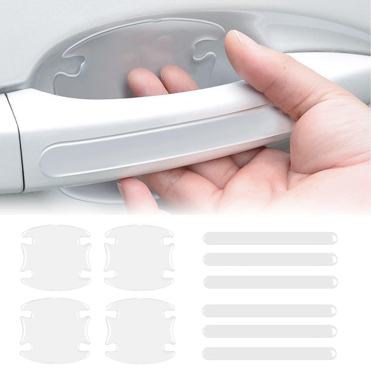 Kelenate (10 Pcs) Car Door Handle Scratch Protector -Transparent Universal Car Door Handle Protector Accessories Clear Door Bowl Paint Protection Film Waterproof Compatible with F0rt Fstyle