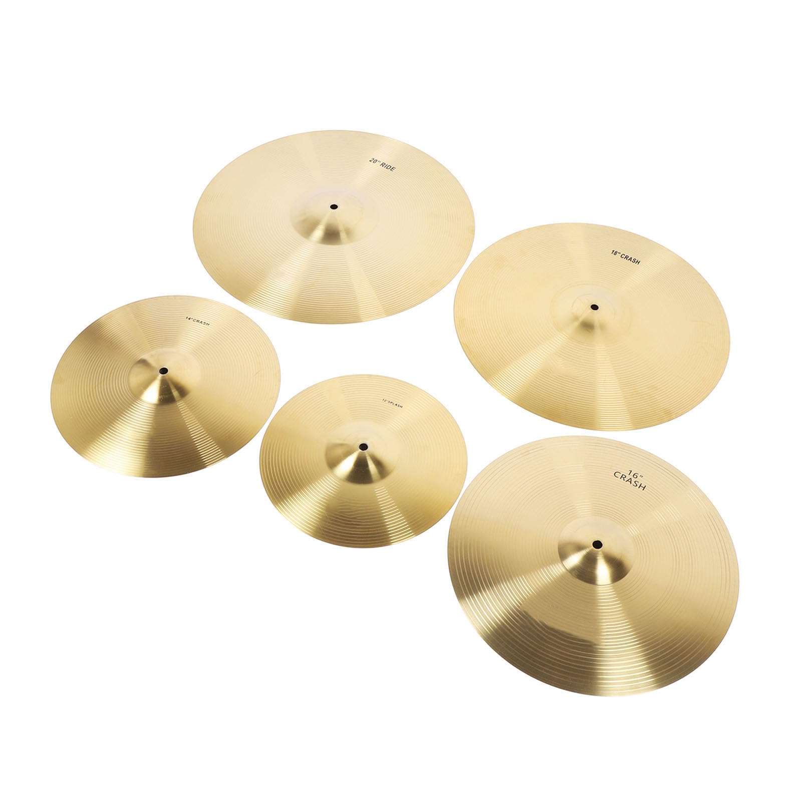 Dpofirs Set di Piatti in Ottone di Squisita Fattura con Feedback Sonoro Migliorato per Esercitarsi con la Batteria - Set da 5 Pezzi 12 Pollici 14 Pollici 16 18 20 per Percussionisti