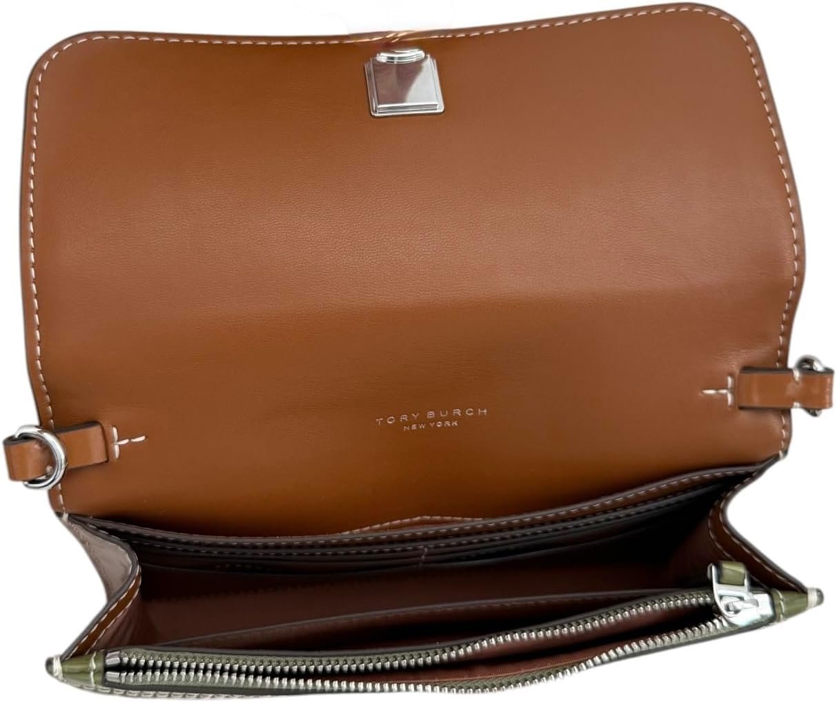 Tory Burch Womens 146467 Thea Pebbled Leather With Gold-tone Hardware Crossbody Bag With Flat Wallet - Image 5