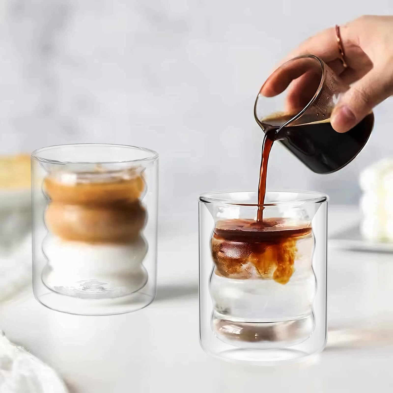 Bicchiere Vetro Doppia Parete 350 Ml - Con Scritta 'COFFEE', Per Cappuccino, Caff&egrave;, T&egrave;