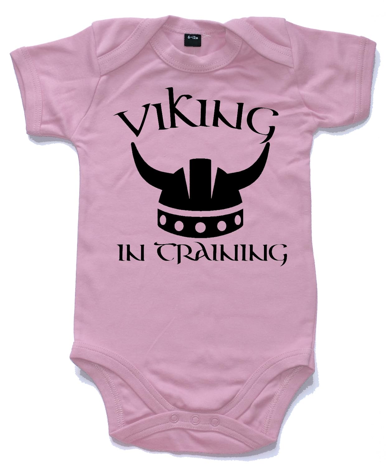 Naughtees Clothing - Viking in Training Babygrow Babysuit Bubblegum Pink 0-3 Months
