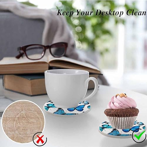 Miniatura 5 de oFloral Juego de 2 posavasos de mariposa azul para bebidas, animales, exquisitas alas de fantasía, para decoración del hogar, juego de 2, 4 pulgadas