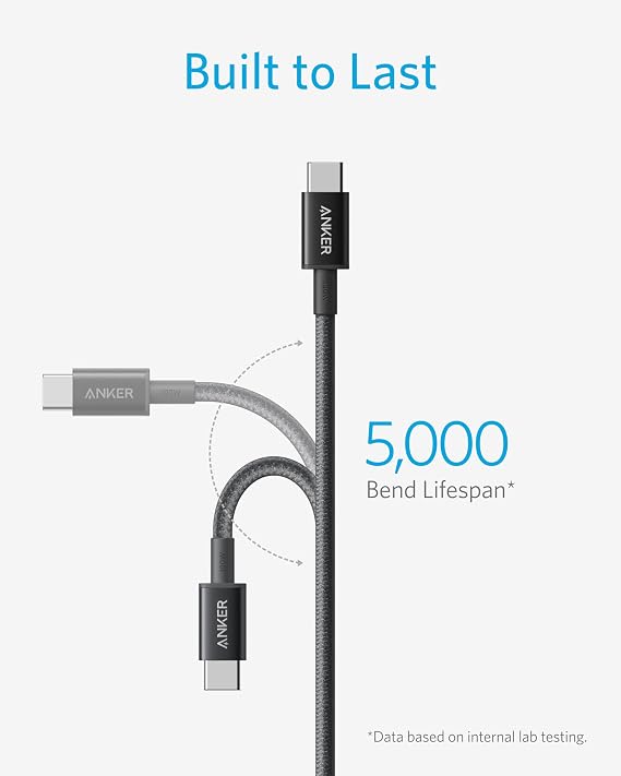 Anker 100W USB C to USB C Cable, 2-Pack Fast Charging Cable (Black,1m)