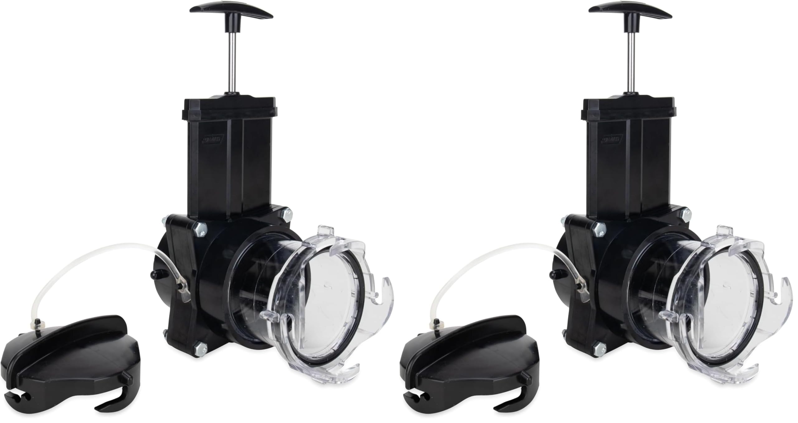 Camco Camper/RV Gate Valve - Features Built-In 3.5-Inch Clear Adapter &amp; 4 Bayonet Prongs - Fits 3-Inch Sewer Fittings &amp; Connects Easily to RV Drain Pipe (39053),(Pack of 2)
