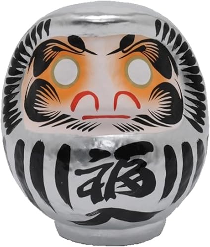 Muñeca Daruma hecha a mano en Takasaki, Japón #1 de 4.3 pulgadas, plata