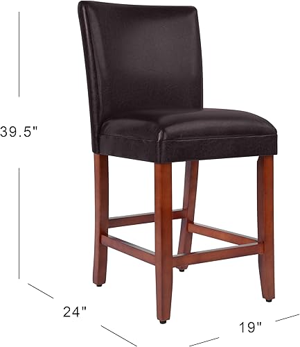 Miniatura 35 de Homepop Decoración del hogar | Taburetes de bar clásicos de altura de mostrador | Taburetes de bar de piel sintética de 24 pulgadas | Muebles