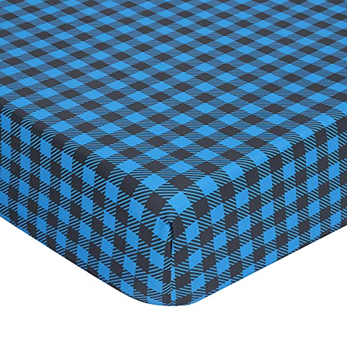 Kiddos Buffalo Plaid Crib Bedding Set- Woodland Theme-Unisex For Boys Or Girls- 3 Piece- Luxury Microfiber- Perfect For Baby Shower- Wild Blue #TOP4