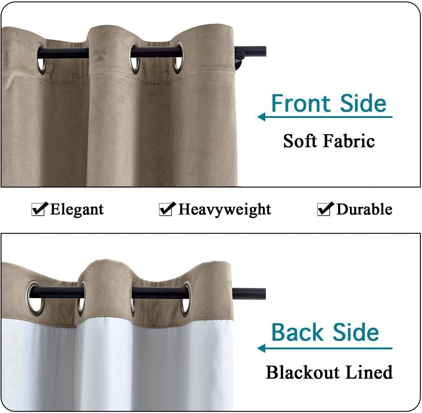 TWOPAGES Velvet Curtain Extra Long Grommet Blackout Thermal Insulated Window Drape for Bedroom Living Room(1 Panel,Taupe,100" W x 144" L)
