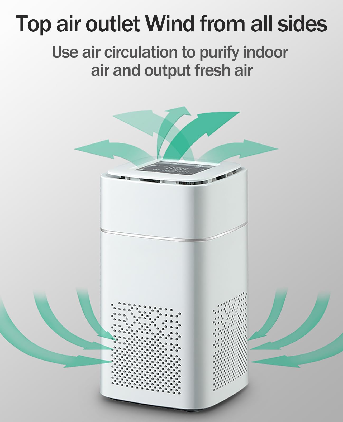 Purificatore d'Aria per Camera da Letto di Casa, Pulitore Filtro HEPA, Purificatore d'Aria per Fumi, Modalità Sonno Silenzioso, Sensore Intelligente della Qualità dell'Aria, Display LED, Rimuove