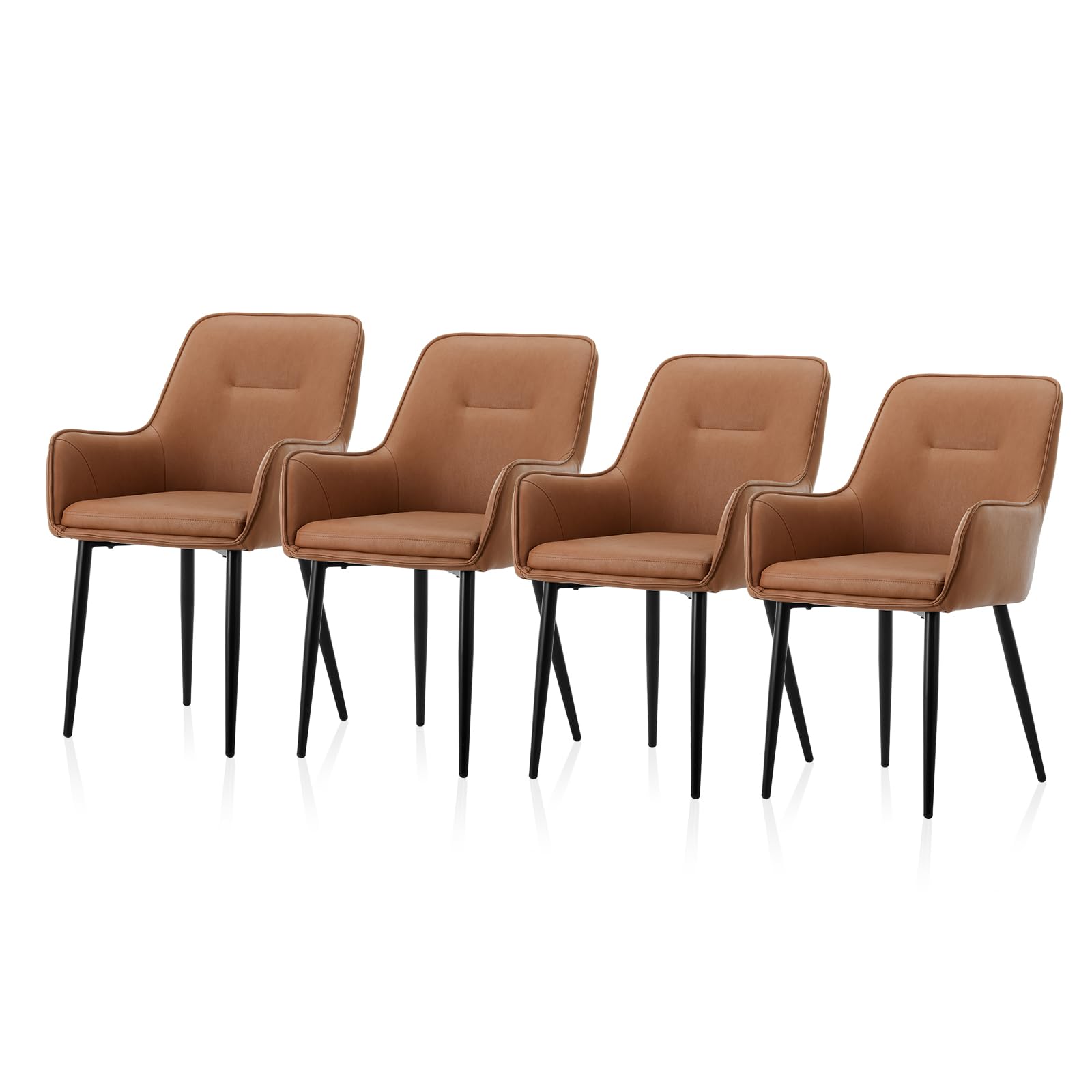 TUKAILAI Esszimmerstühle 4er Set, Küchenstühle mit Armlehne, Polsterstuhl mit Rückenlehne, Gepolsterter Sitz，Moderner Sessel für Estisch and Wohnzimmer, Braun