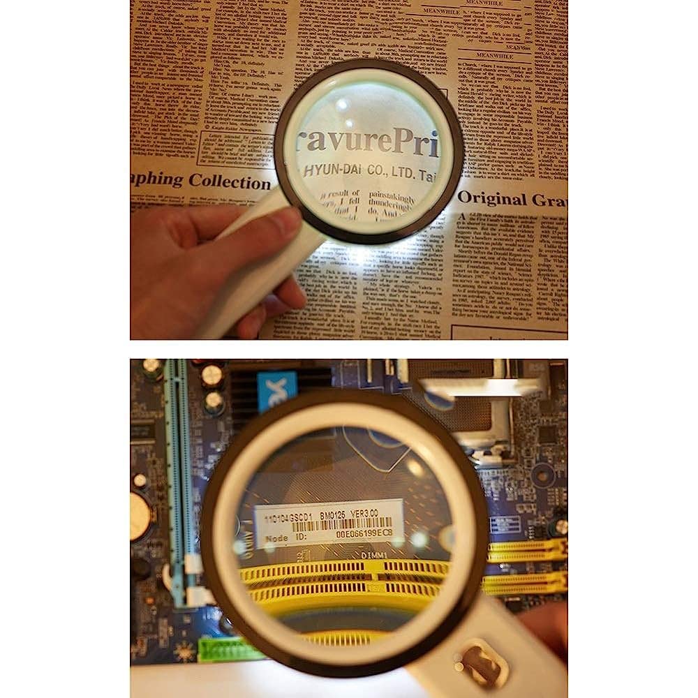 Lupa Portátil con Luz, Lupa Grande De Mano De 30 Aumentos, Lupa Iluminada con 12 Led para Personas Mayores, para Leer, Inspeccionar Monedas, Joyas, Etc.
