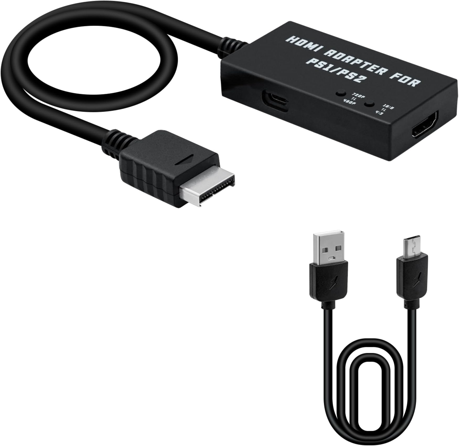 Mcbazel PS1/PS2 Multifunctional HDTV HDMI Adapter Supports 4:3/16:9 Screen Ratio 480p/720p HDMI Converter for PS1/PS2