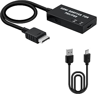 Mcbazel HDMI Adapter for PS2/PS1/PS ONE, PS1/PS2/PS ONE to HDMI Adapter Converter Support 4:3/16:9 Screen Aspect Rtio Switch and Switching 480p/720p Resolution