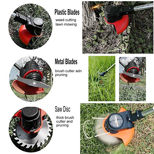 Aozu 42V 9000MA Battery Grass Trimmer, 1800W Powerful Electric Strimmers with Metal Blade,Telescopic Cordless Garden Edger Cutter Garden Lawn Mower,15 cm Cutting Width