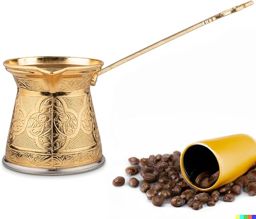 Miniatura 4 de Alisveristime Auténtica cafetera turca, hecha a mano CezveIbrik, 3.57 pulgadas de ancho, 3.57 pulgadas de alto, 16.90 onzas Mejora tu experiencia de