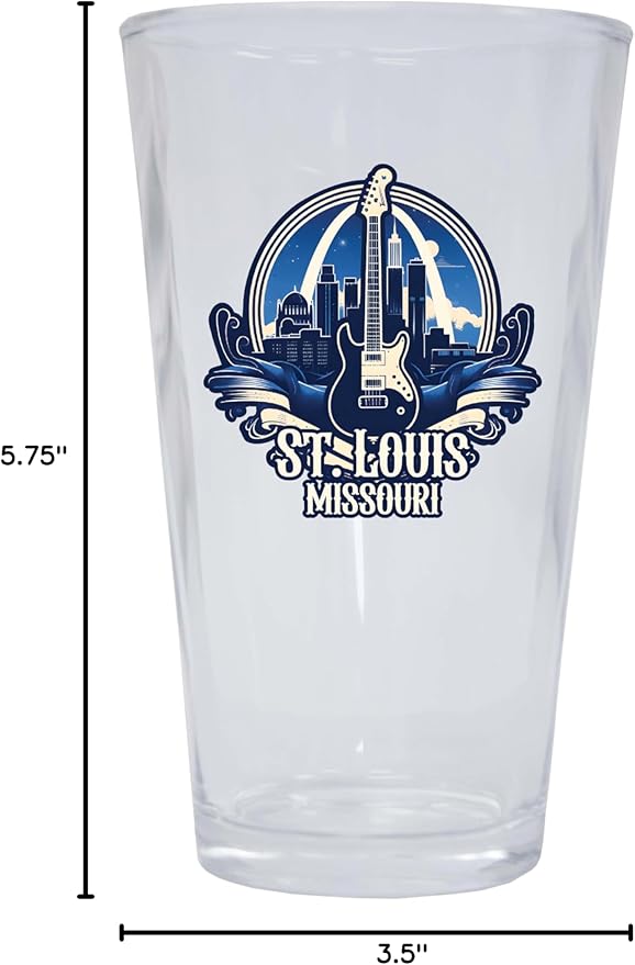 Vaso de Vidrio R and R Imports 473 ml Recuerdo Saint Louis miniatura 3