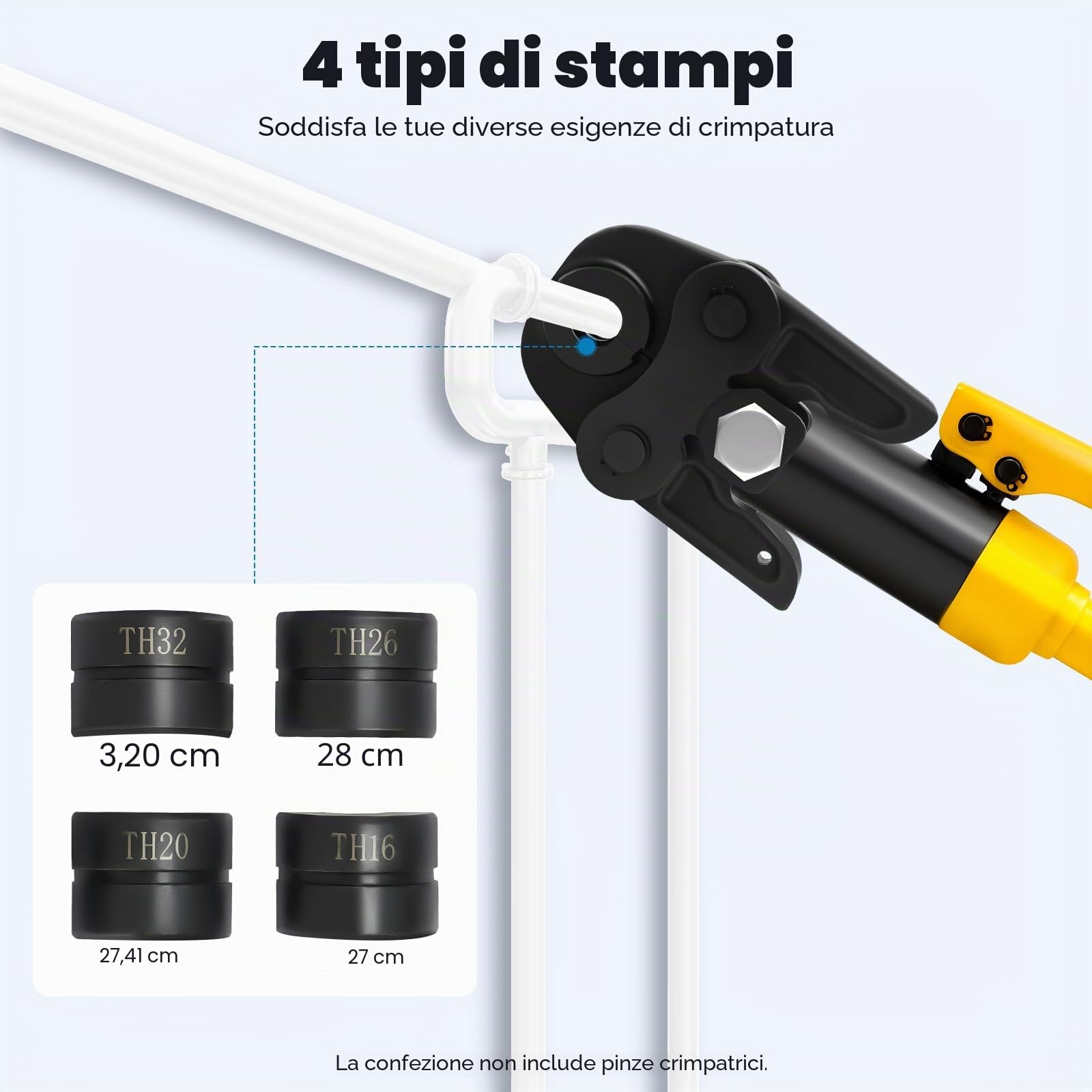 TH16-20-26-32, ganasce a pressatura professionali, ganasce a pressione con 4 TH, testa di serraggio in tubo composito, pinza crimpatrice per tubi compositi di alluminio, plastica PEX, tubi PB