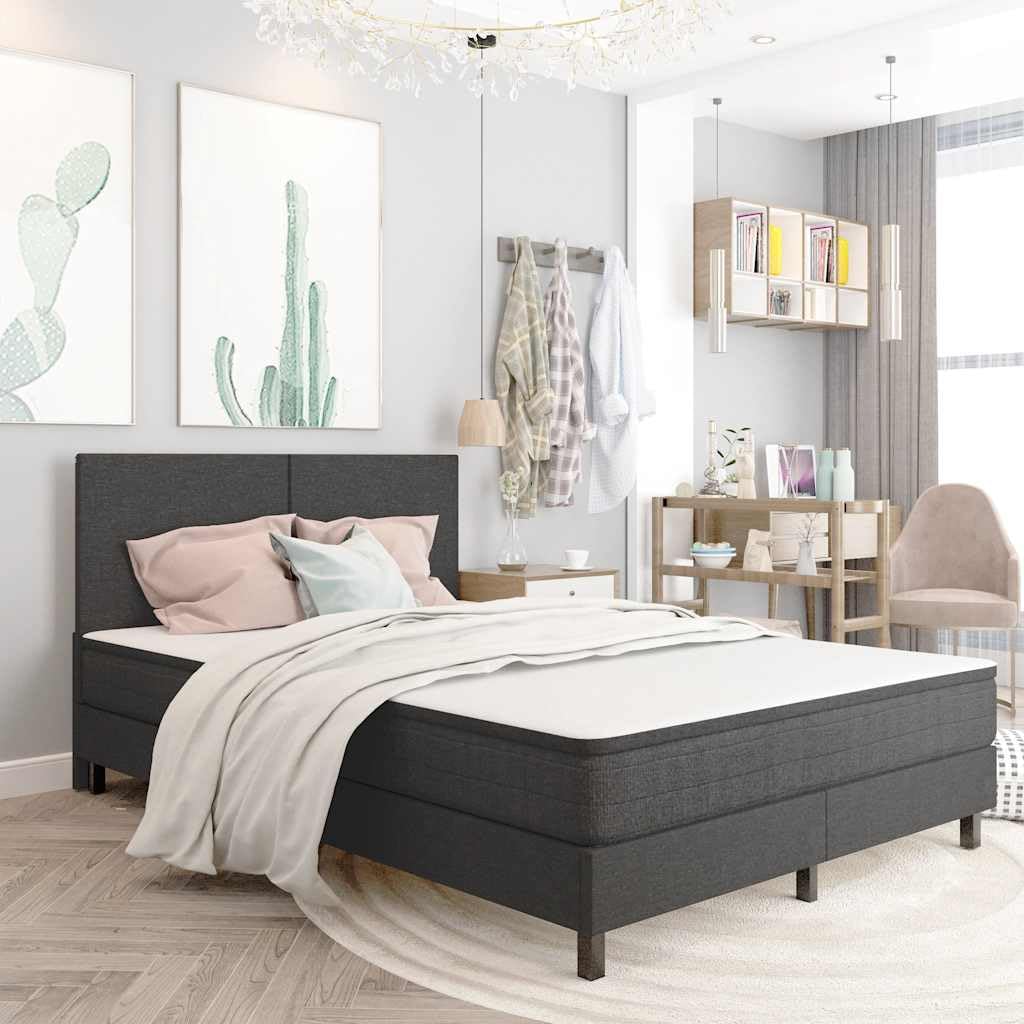 Boxspring-Bettgestell Grau Stoff 140x200 cm,Möbel,Betten & Zubehör,Betten & Bettgestelle,Grau,21.55 kg-287456