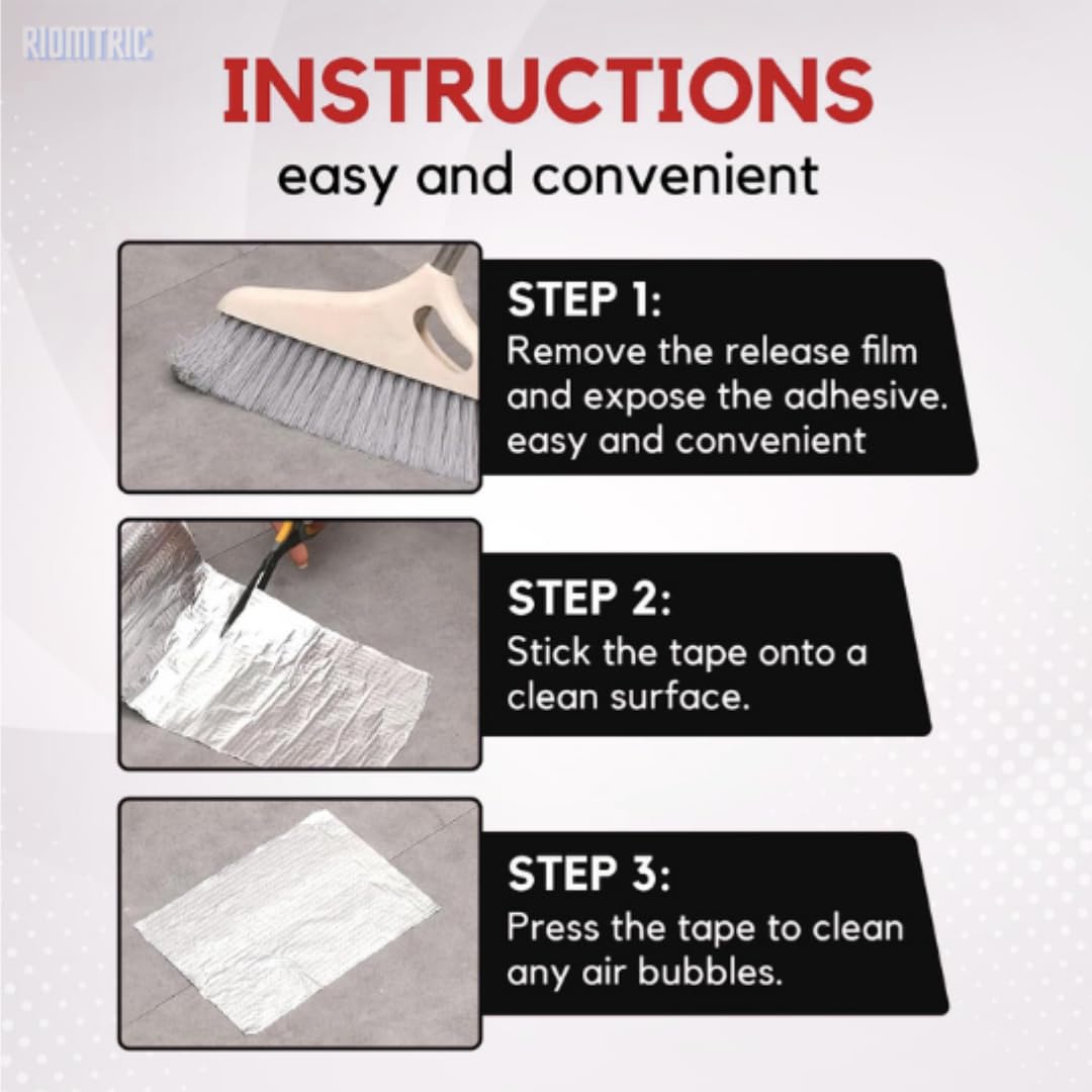 RIOMTRIC Adhesive Waterproof tape (2 Inch (5CM*5M) | Super Strong Permanent Repair Roof | Water Leakage Solution Rubber Tape | surface Crack Window Sill Gap Boat Sealing Tank Leak - Image 4 thumbnail