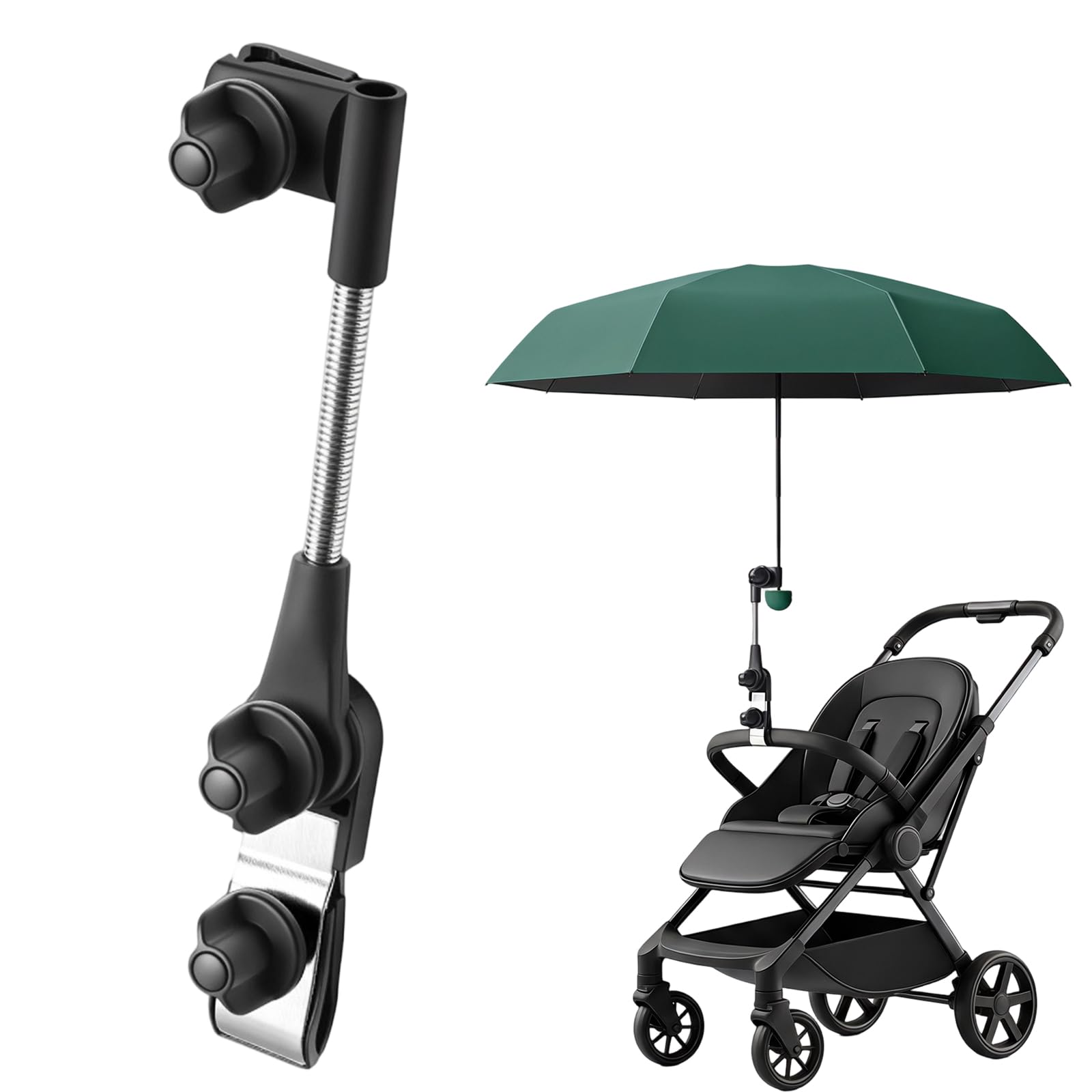 UOSIWYA Golf Umbrella Holder, Universal Umbrella Holder for Golf Trolley Adjustable Anti-Fall Umbrella Stand Clamp Attachment for Stroller Wheelchair Beach Chair Electric Vehicles Bicycles