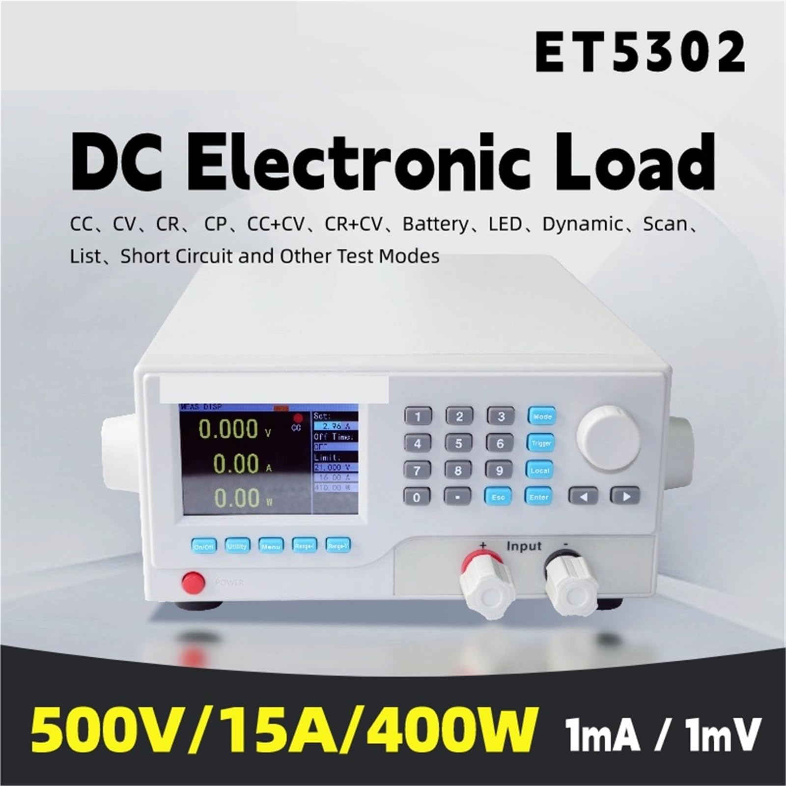 Testeur de capacité de batterie programmable ET5301, écran LCD, simple/double canal, 150 V, 60 A, 400 W, USB, RS-232, 485 Fréquence précise(ET5302)