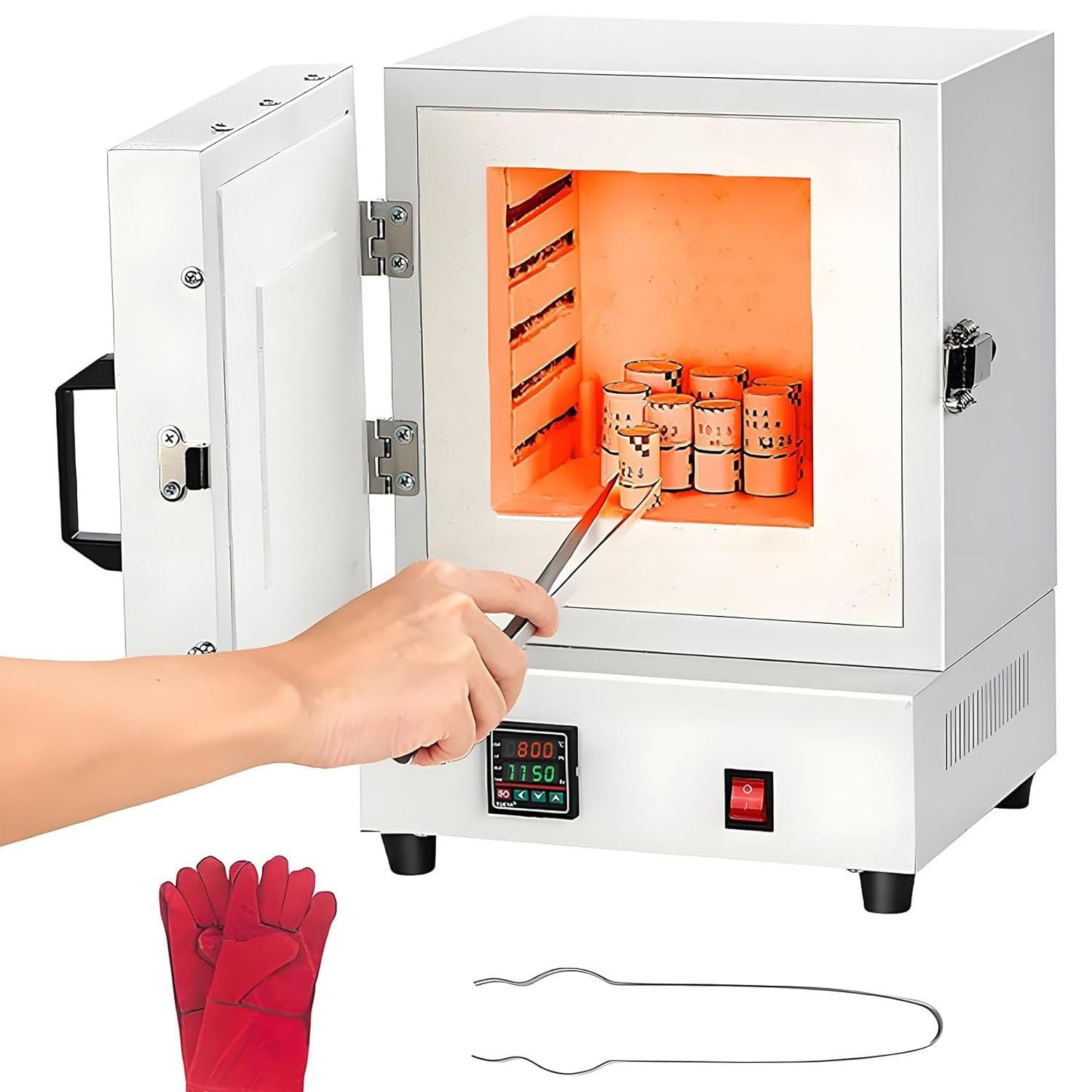 2000W Electric Kiln for Pottery at Home, 0-2102℉/1150℃ Metal Melting Furnace, Heat Treat Oven with Controller for Jewelry Making, Glazing, Dewaxing, Clay and Ceramic DIY, Wax Casting and Glass
