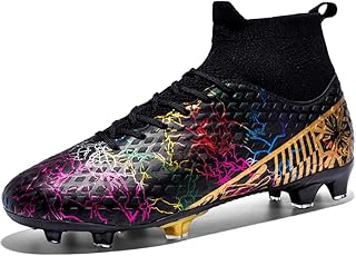 DISRATEBLU Men's Soccer Shoes Professional Training High-Top Soccer Cleats Outdoor Sports Athletic Youth Boys Breathable S...