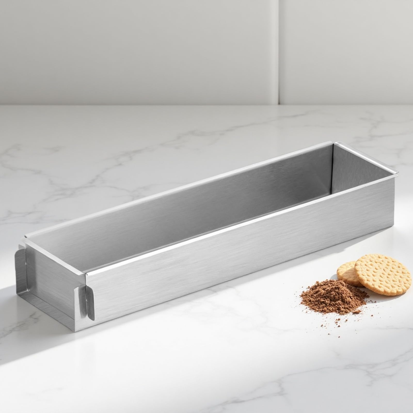 Rechteckige Kuchenform, 40 x 10 x 6 cm Edelstahl-Tiramisu-Form mit abnehmbarer Seite, 6 cm tiefe rechteckige Backform, professionelle Formen für Tiramisu und Schichttorten