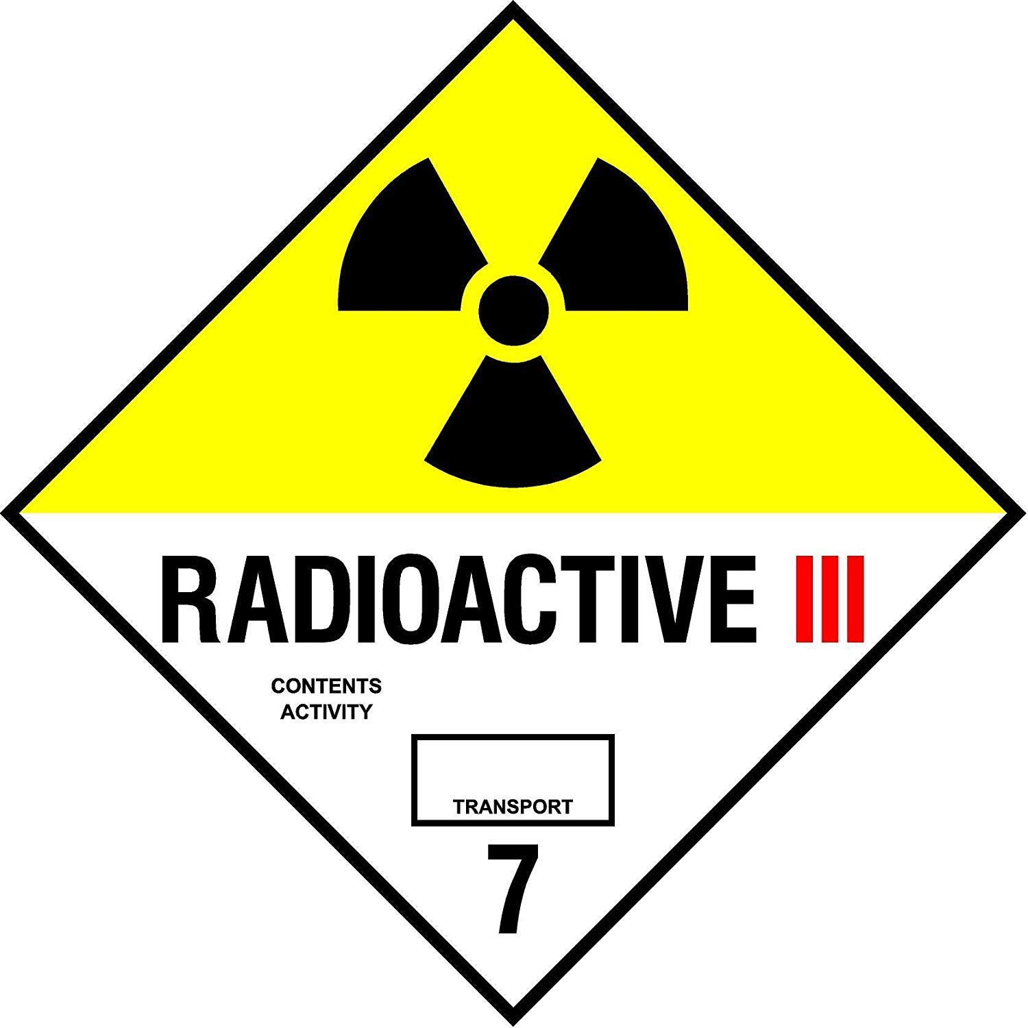 Dangerous substance labels Radioactive 3 safety sign - 1.2mm Rigid plastic 300mm x 300mm