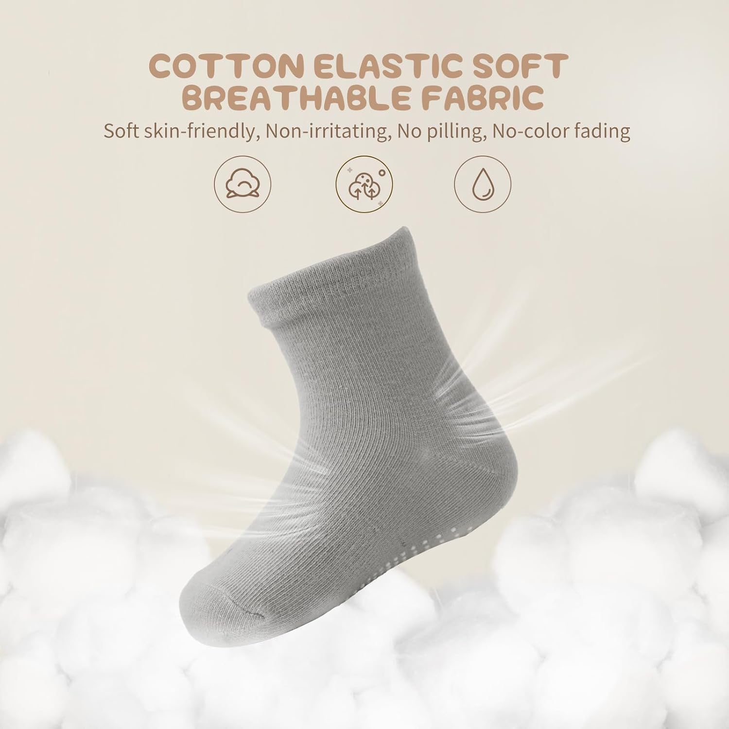 Non Slip Grip Ankle Baby Socks 12 Pack for Toddler Boys and Girls Kids,Infant Cute Cotton Baby Socks - Image 3