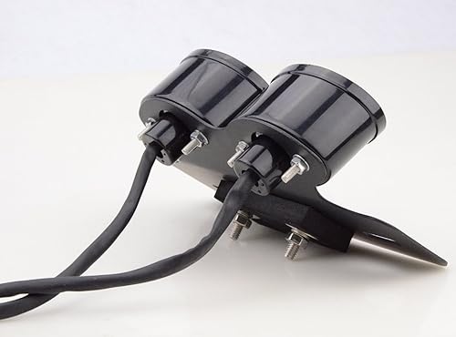 Miniatura 5 de GOOFIT Cromo motocicleta doble ojo de gato bombilla indicador de freno trasero luz trasera con señales de giro integradas reemplazo gris lámpara de