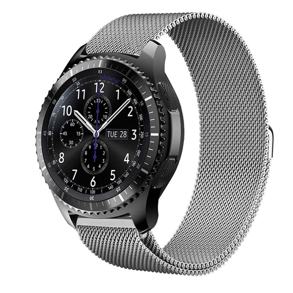 22mm Stainless Steel Mesh Loop Bracelet Strap for Huawei GT/Huawei GT 2 (46mm) Watch Band/Huawei Watch GT2 Pro Strap/Samsung Galaxy Watch 46mm / Galaxy Watch 3 45mm,