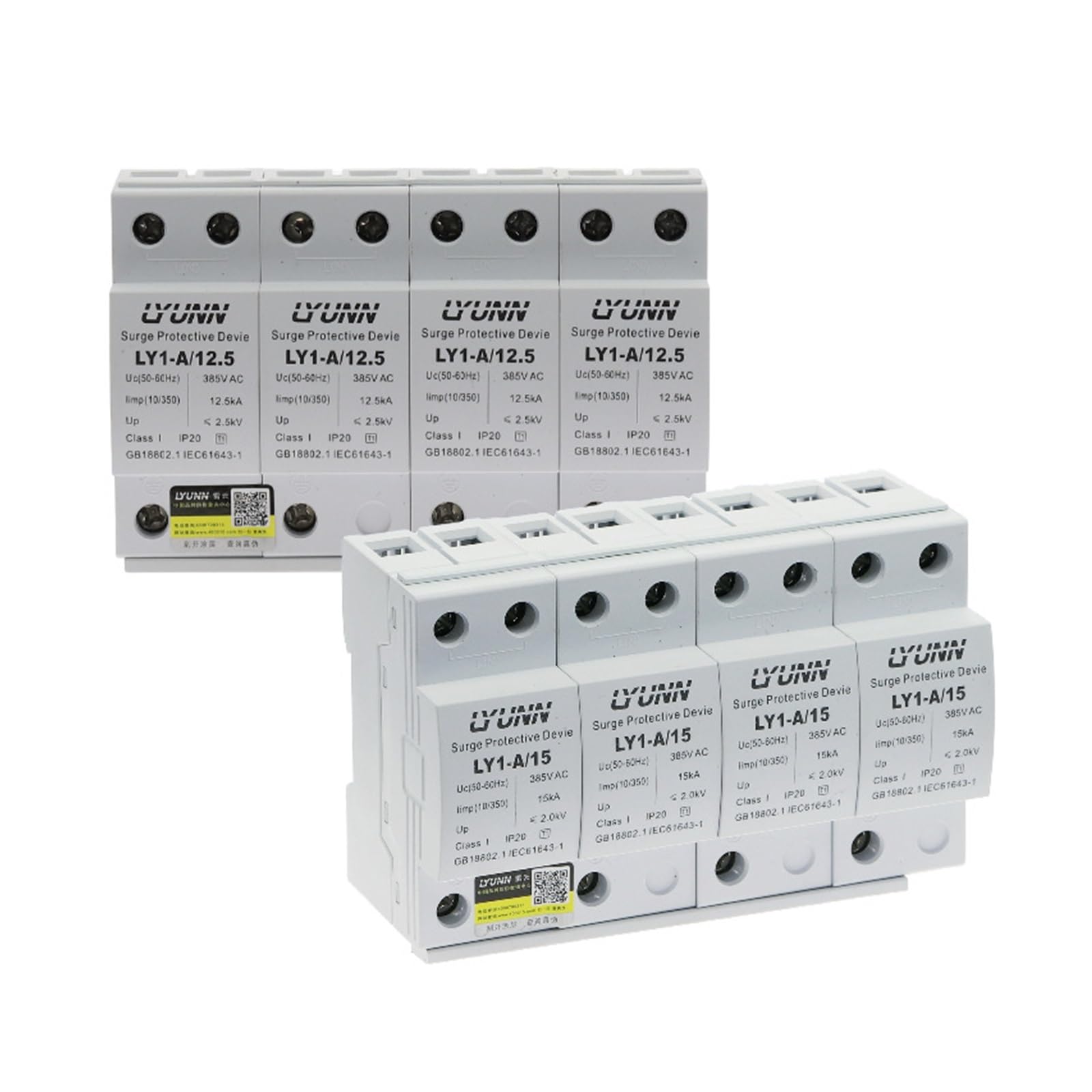 WBBAYDRFR AC SPD 2P/3P/4P 12.5KA-15KA-25KA-50KA 385V Surge Protector Over Voltage Lightning Protection Low-Voltage Arrester(12.5ka,4)