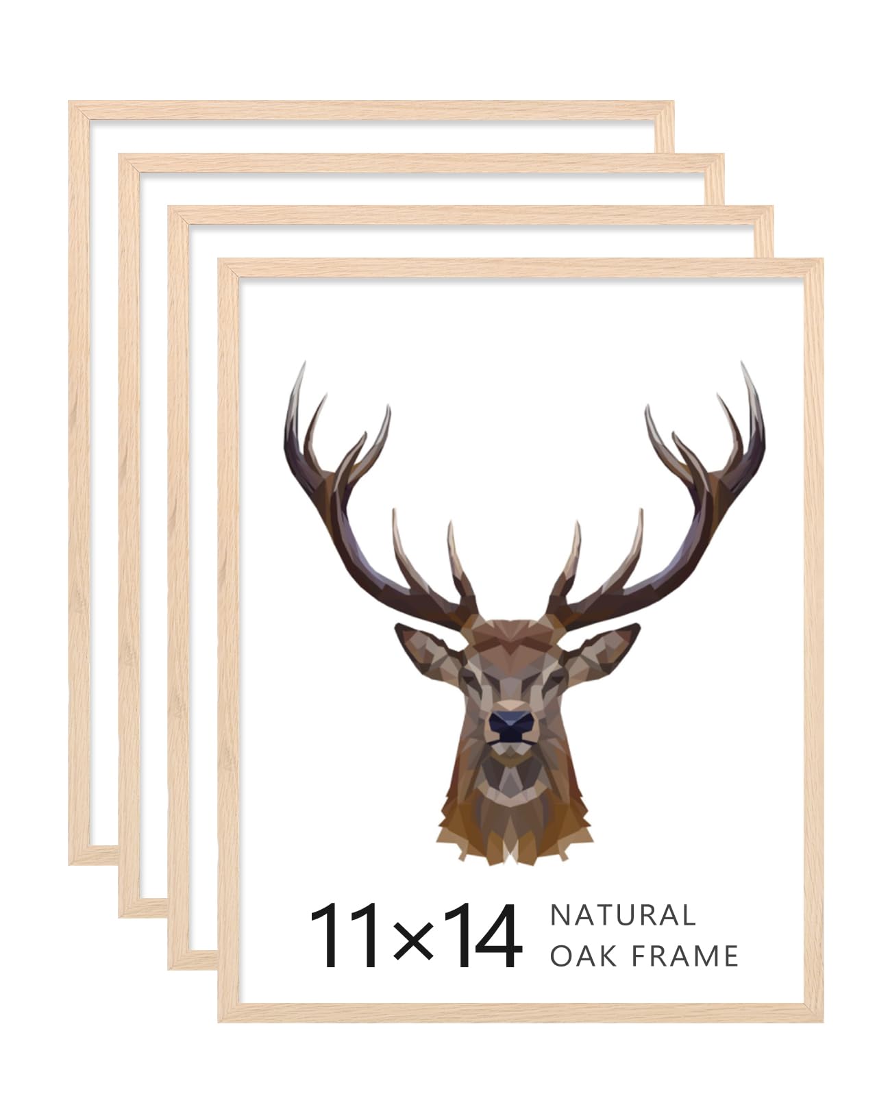 KINLINK11x14 Frames Natural Oak Wood Frames with Acrylic Plexiglass, 4 Pack