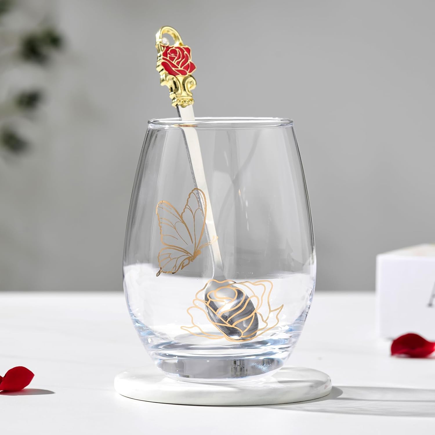 Birthday Gifts for Mom, Elegant Rose Gift Basket for Women, Mothers Day Gifts for Mom from Daughter Son Husband Family, Coffee Mug Glass Drinking Set, Mother's Day, Mom Gift Box - Image 6