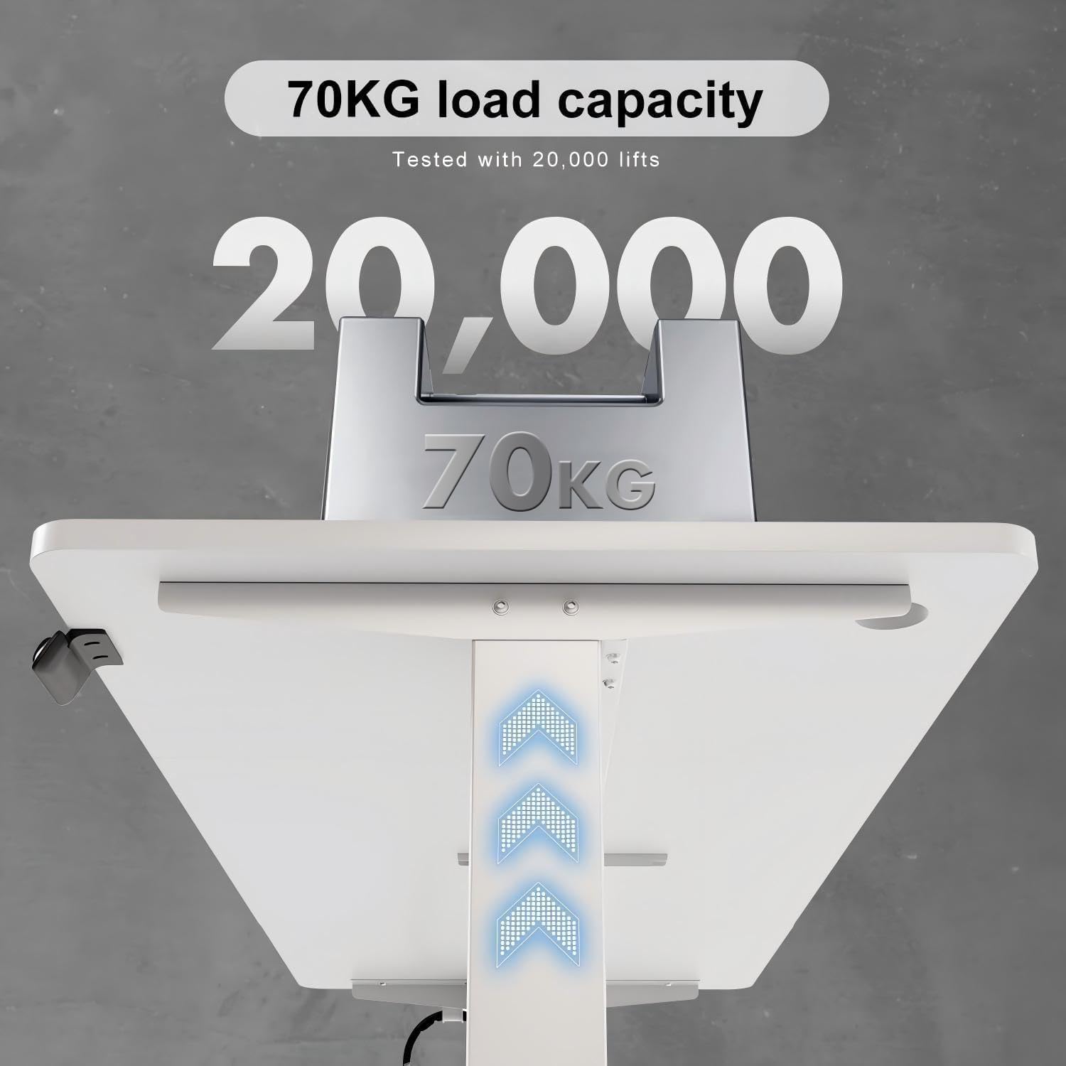 Image showing the desk's 70KG load capacity