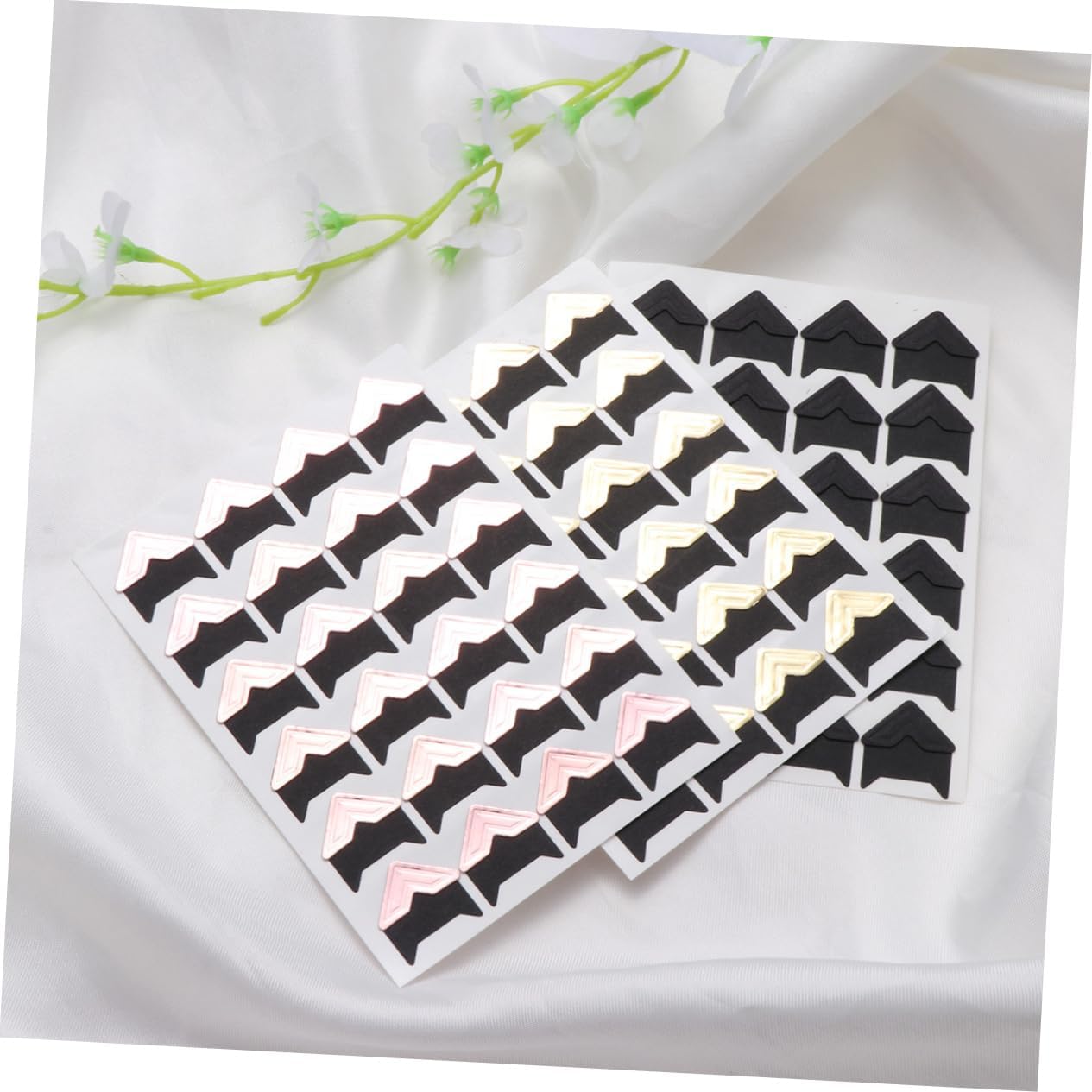 Holibanna 15 Sheets Self Adhesive Photo Corners for DIY Photo Albums Retro Multicolor Mounting Stickers Black Gold Rose Gold Easy to Use Scrapbooking Accessories for Memories and Projects